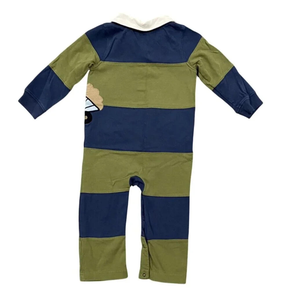 Gymboree 18-24m Dump Truck Construction Appliqué Striped Romper